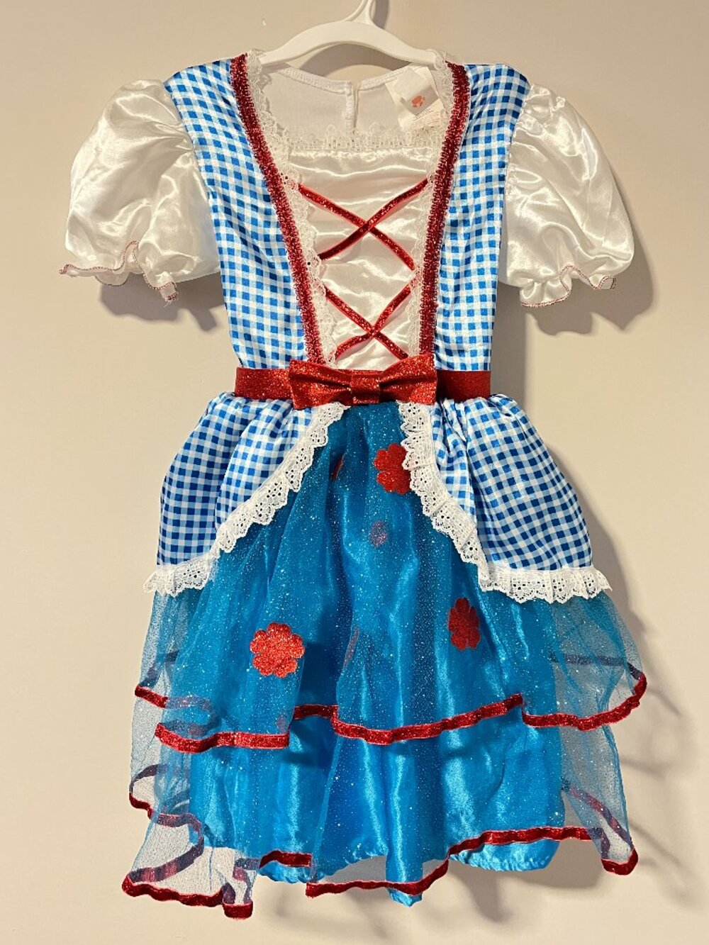 Rubies Wizard of Oz Dorothy Halloween Costume Sm Gingham Tulle Glitter Poppies - Picture 1 of 9